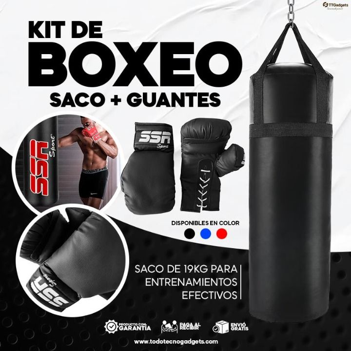 Saco Costal De Box Relleno Reforzado 90 cm + 2 Pares de Guantes De Box 16oz | 30 días garantía