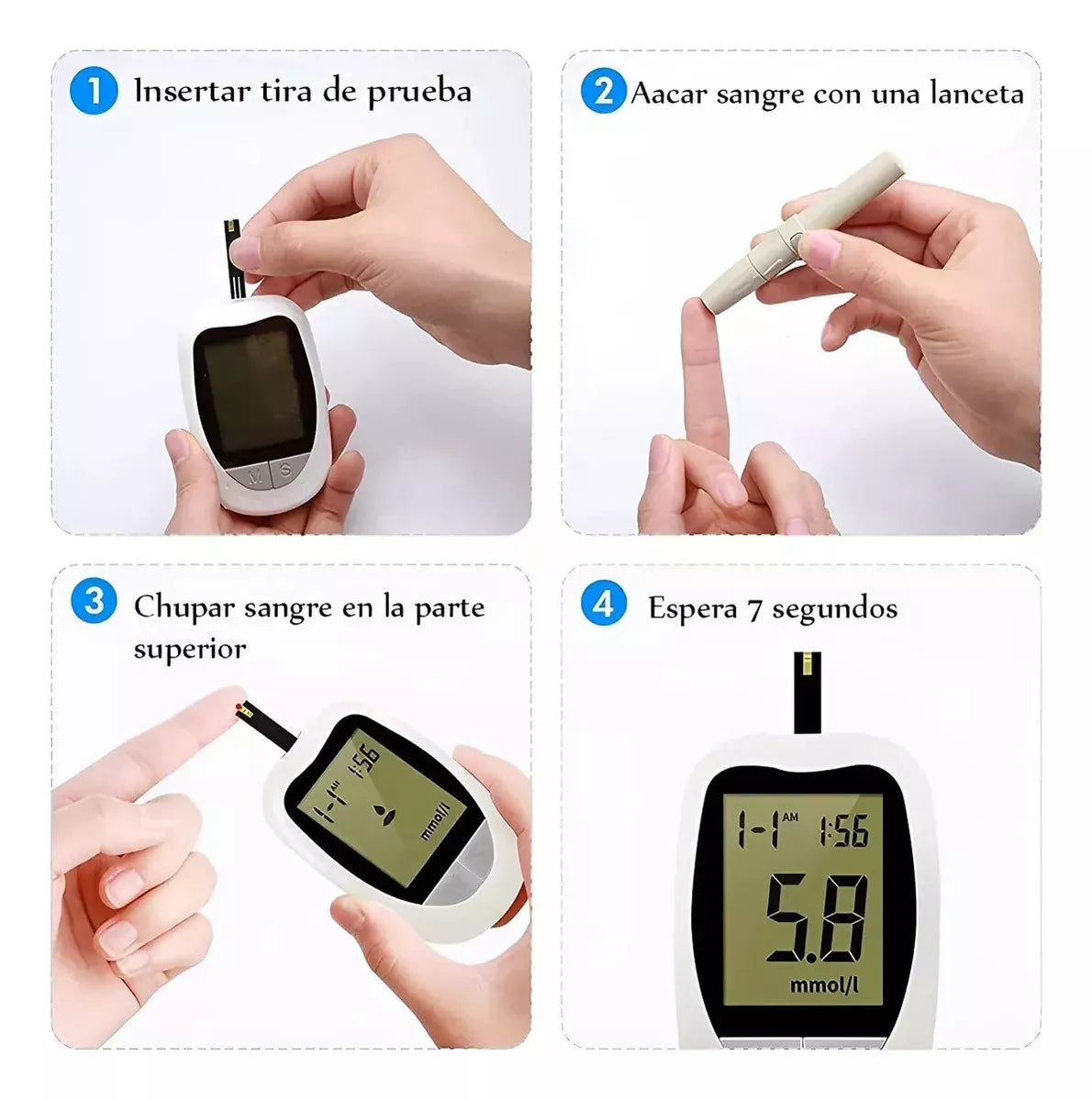 Glucómetro Digital Medidor de Glucosa en Sangre