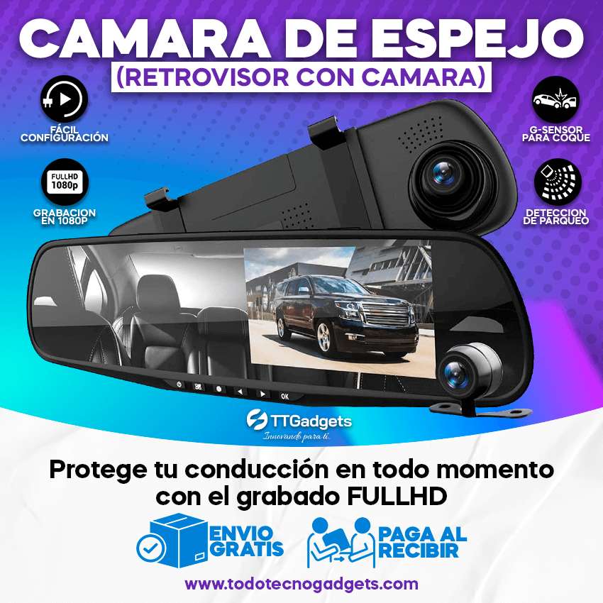 Cámara Espejo Retrovisor Amplio con Sistema de Cámara Integrada HD QuickDriving™