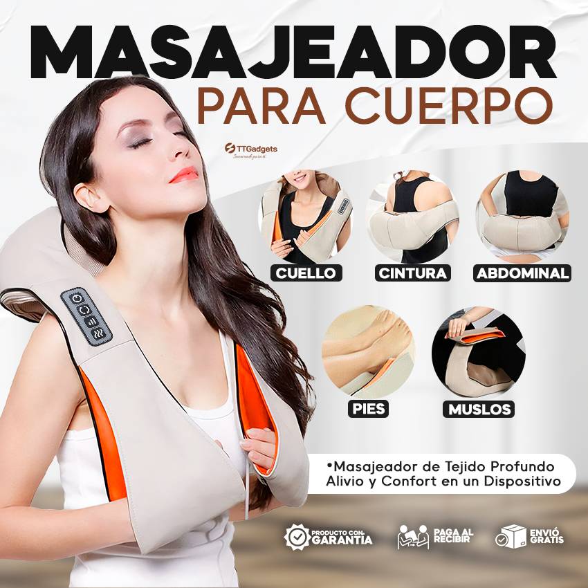 Masajeador Electrico Cuello/Espalda/Hombro/Cintura de Gran potencia y relajación 4 En 1 MasterRelax™