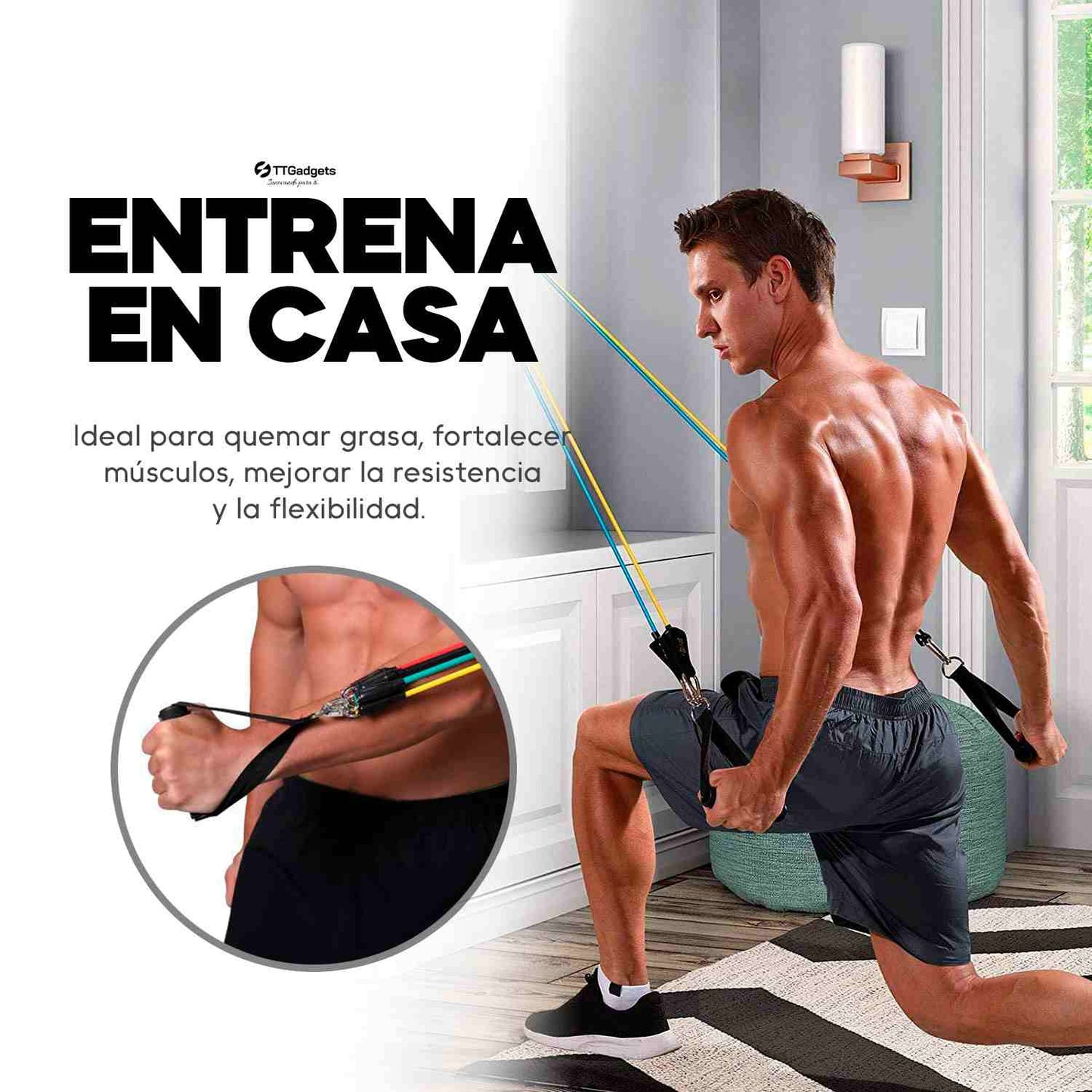 Bandas Elásticas De Resistencia Ejercicios Kit De 11 Piezas | 85 libras en total | Garantía 30 días