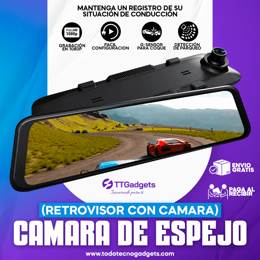 Cámara Espejo Retrovisor Amplio con Sistema de Cámara Integrada HD QuickDriving™