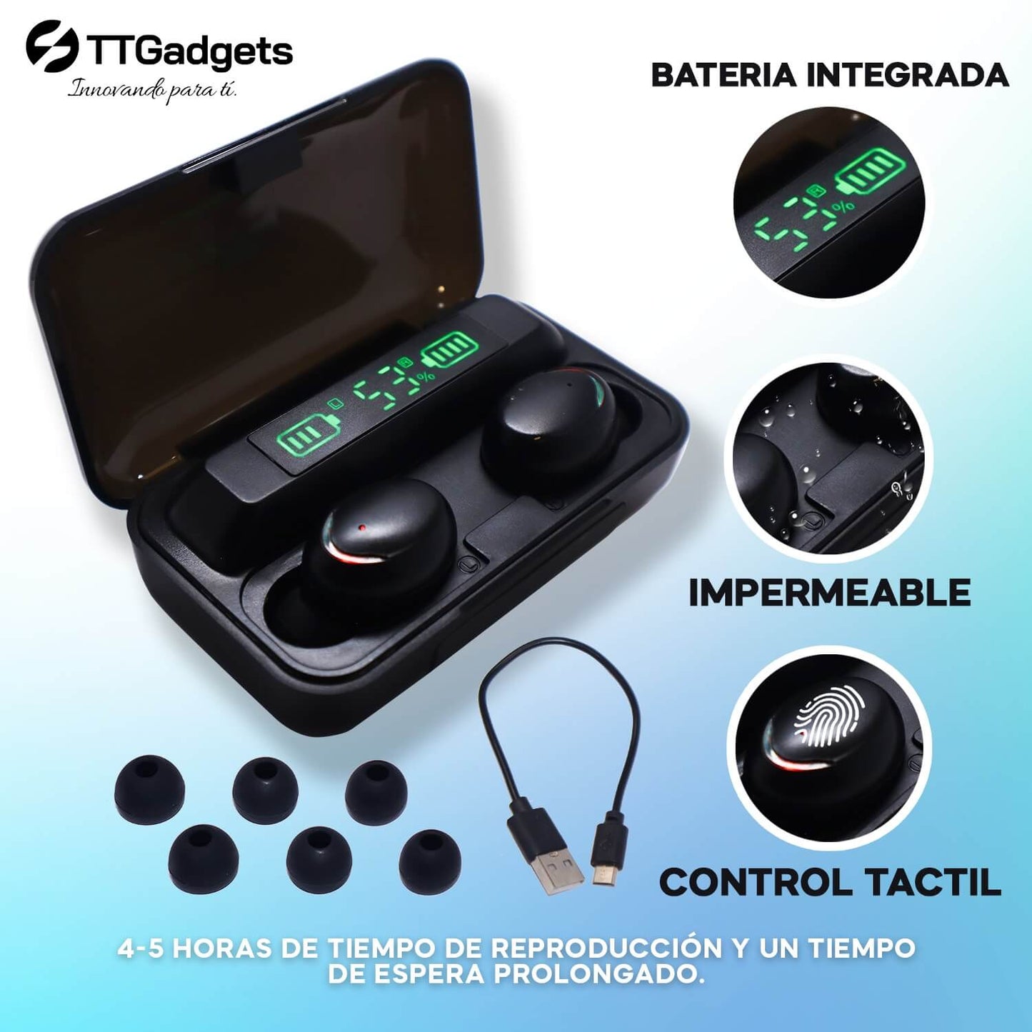 AUDÍFONOS INALÁMBRICOS DE BATERÍA DE LARGA DURACIÓN UltraSound™