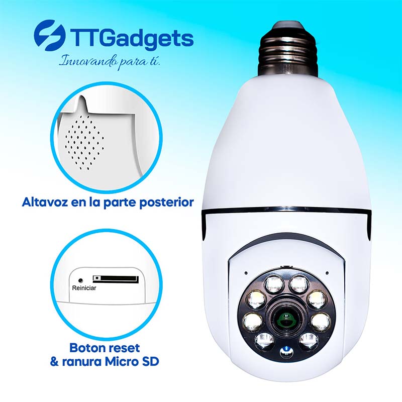 FOCO CAMARA DE SEGURIDAD 360° FULL HD VISION NOCTURNA