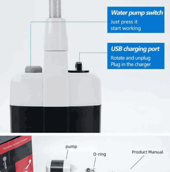 Regadera con Bomba portátil EcoWater™