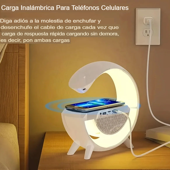 Bocina y Lampara con Cargador inalámbrico de Carga Rápida MagicLight™
