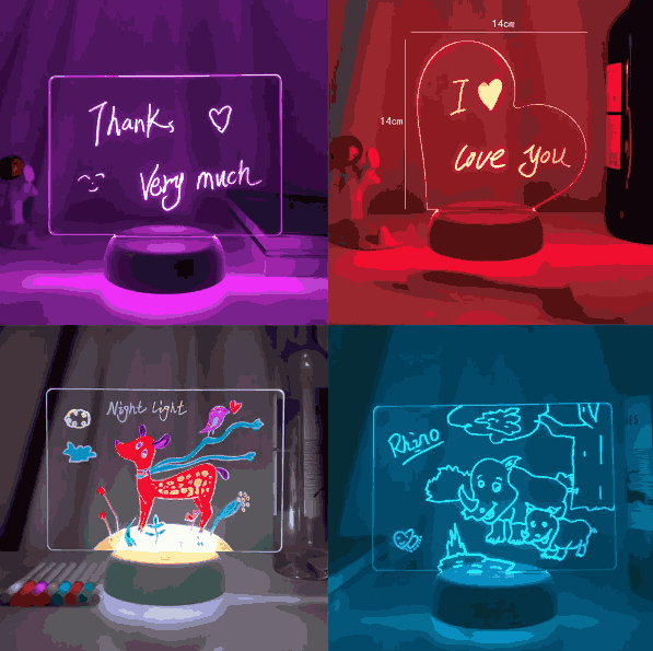Tablero de escritura de base negra con luz nocturna que cambia de color Neons™gaddi