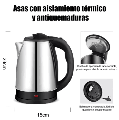 Hervidor de Agua Eléctrico Inoxidable de 2 Litros COADC™