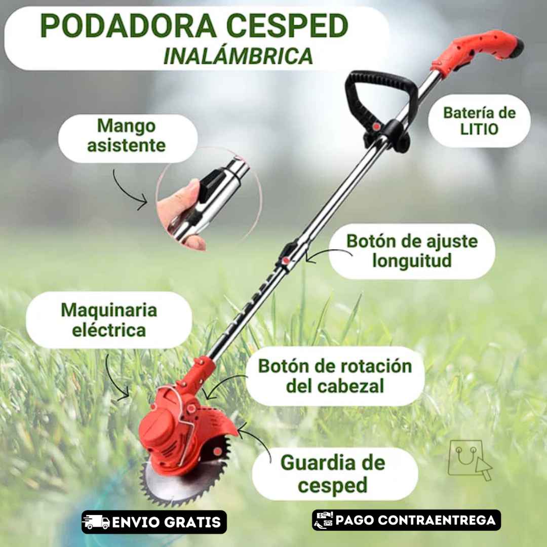 GUADAÑA ELECTRICA CORTADORA DE CESPED + KIT COMPLETO 3 en 1! 🍃