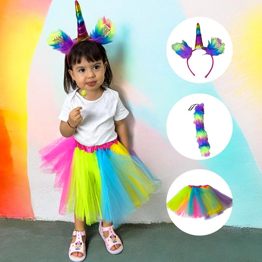 Disfraz de Unicornio Arcoiris para niñas de 2-8 Años CostumeKids™