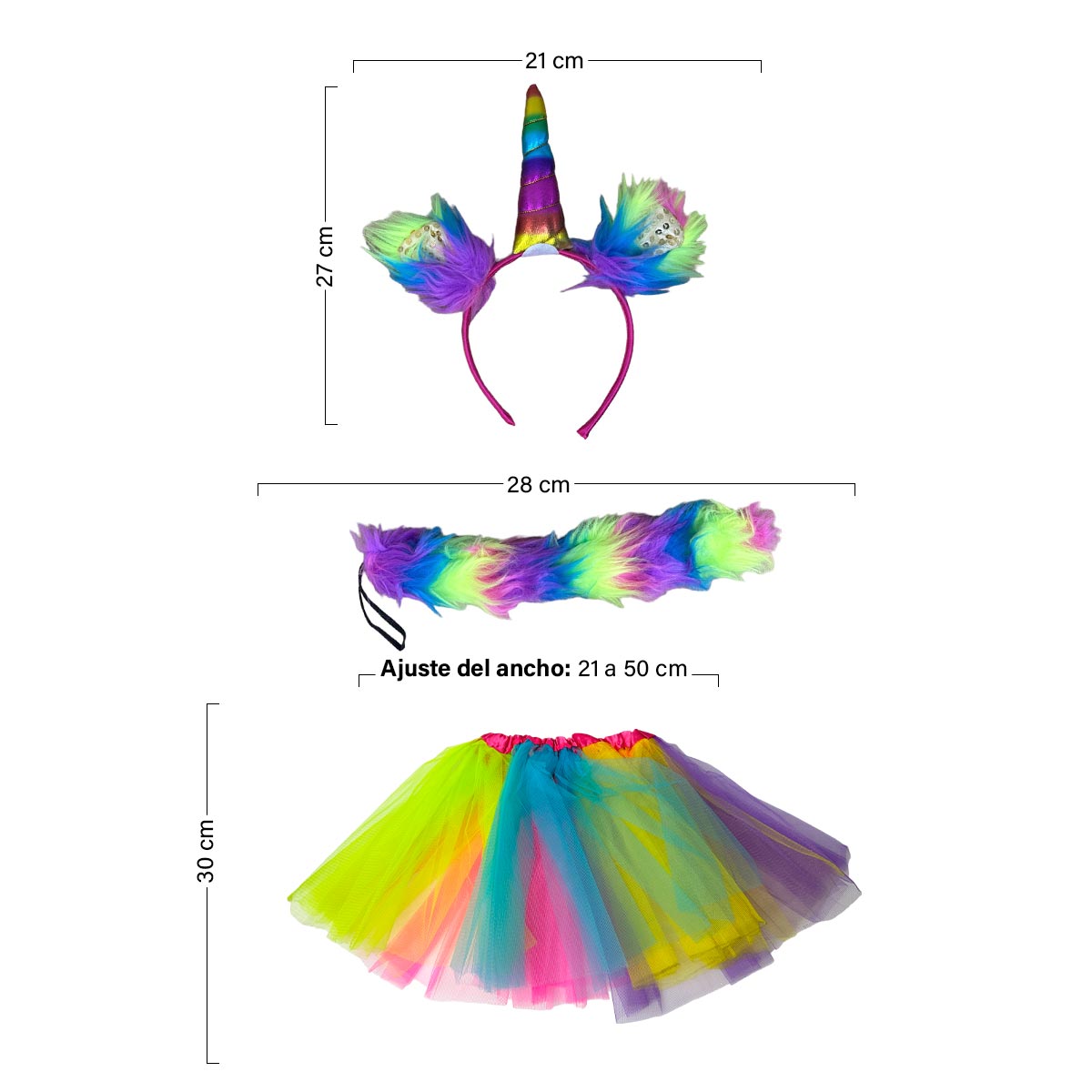 Disfraz de Unicornio Arcoiris para niñas de 2-8 Años CostumeKids™
