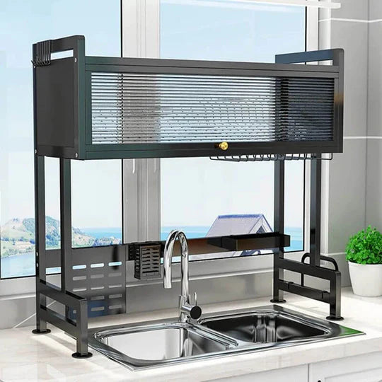 Escurridor y Organizador de platos de Acero con Tapa® 85 cm