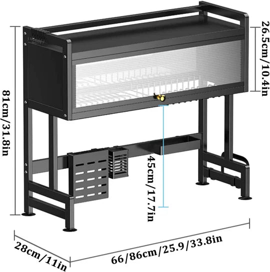 Escurridor y Organizador de platos de Acero con Tapa® 85 cm