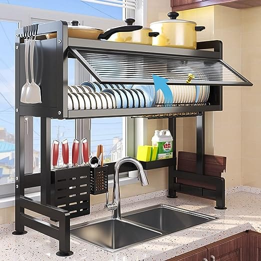 Escurridor y Organizador de platos de Acero con Tapa® 85 cm