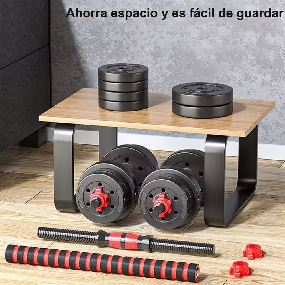Mancuernas Y Pesas con Barra Recta, Kit Ajustable de 20kg EasyFitness™
