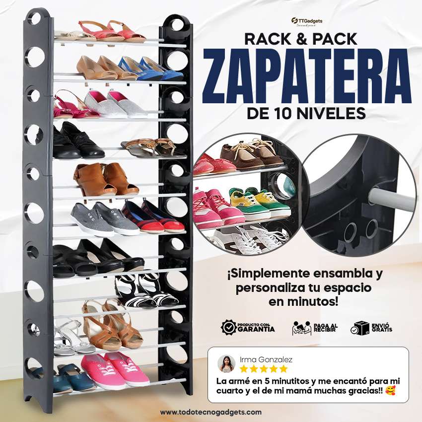 Zapatera de 10 Niveles 30 Pares de Zapatos CleanHouse™