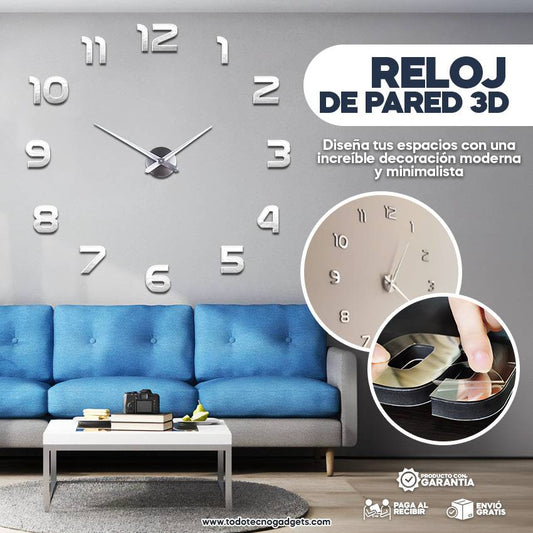 Reloj de Pared Grande 3D, elegante y minimalista 100% funcional StyleHome™