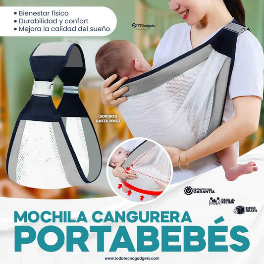Mochila Cangurera Portabebés Ergonomica soporta hasta 20kg BabySafe™