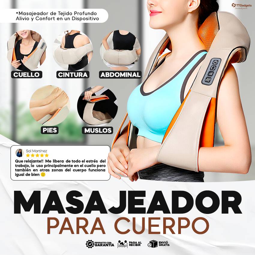 Masajeador Electrico Cuello/Espalda/Hombro/Cintura de Gran potencia y relajación 4 En 1 MasterRelax™