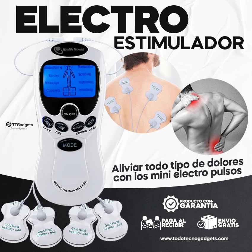Electro Estimulador para Aliviar el Dolor, Masajeador Muscular, 8 modos/intensidad distintos Ideal para Todo el Cuerpo | Garantía 30 días