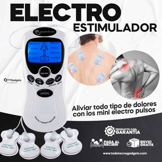 Electro Estimulador para Aliviar el Dolor, Masajeador Muscular, 8 modos/intensidad distintos Ideal para Todo el Cuerpo | Garantía 30 días