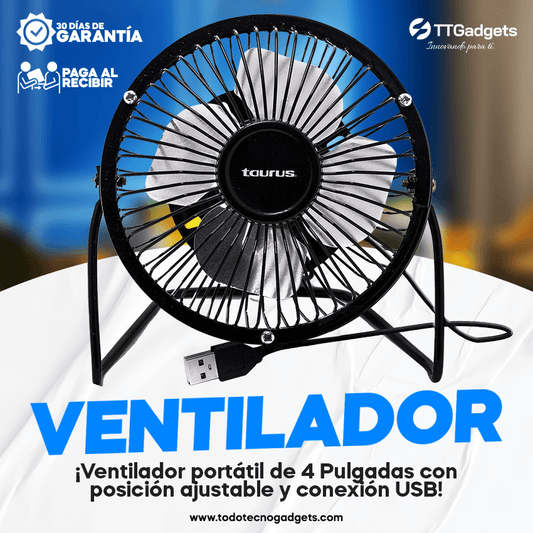Ventilador Portátil | 4 Pulgadas | Conexión USB Ideal para Oficina y tu hogar