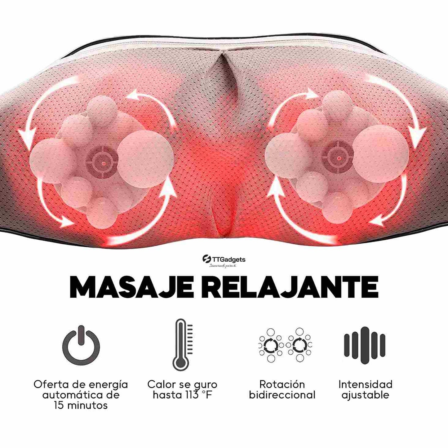 Masajeador Electrico Cuello/Espalda/Hombro/Cintura de Gran potencia y relajación 4 En 1 MasterRelax™