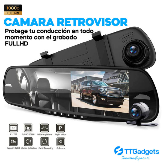Cámara Espejo Retrovisor Amplio con Sistema de Cámara Integrada HD QuickDriving™