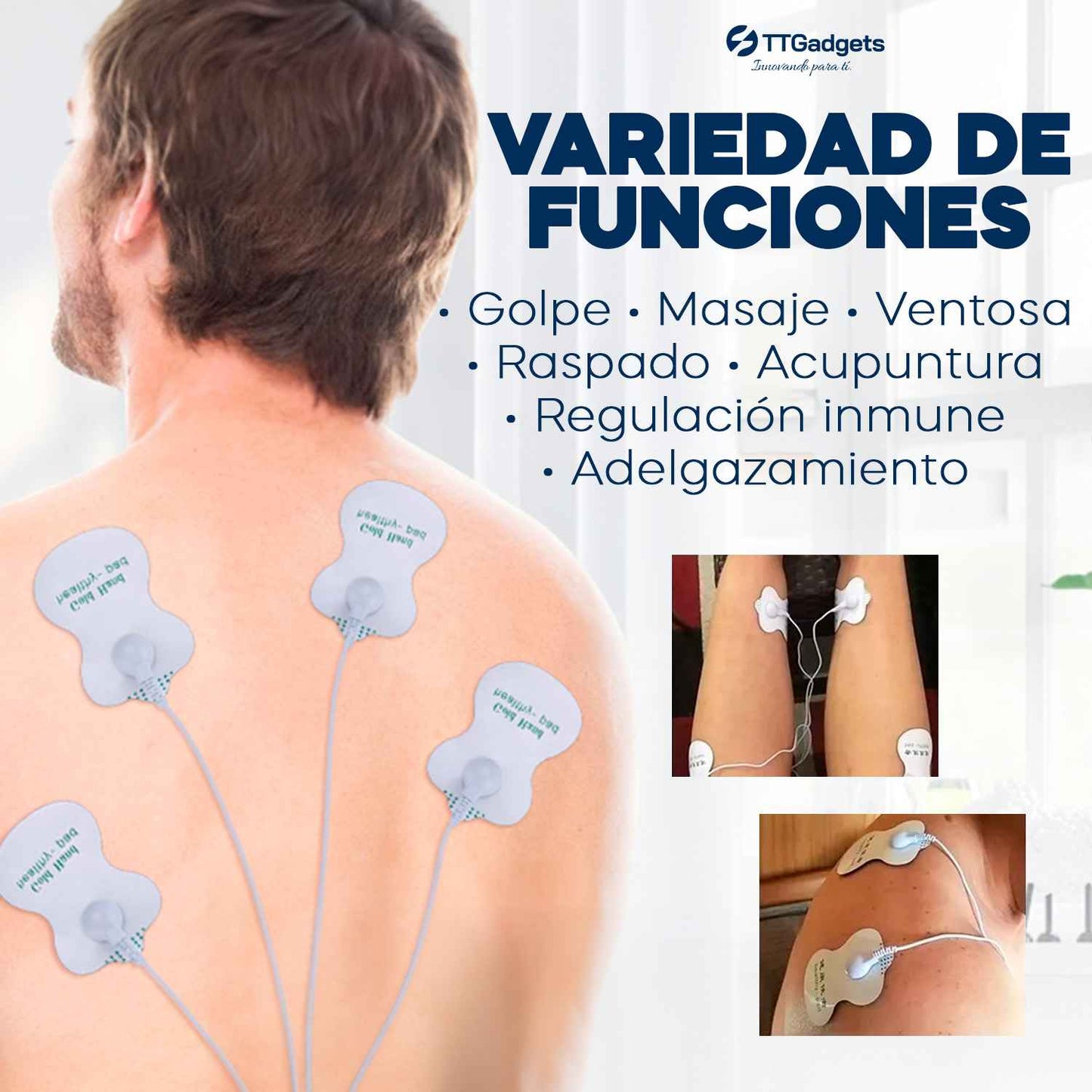 Electro Estimulador para Aliviar el Dolor, Masajeador Muscular, 8 modos/intensidad distintos Ideal para Todo el Cuerpo | Garantía 30 días
