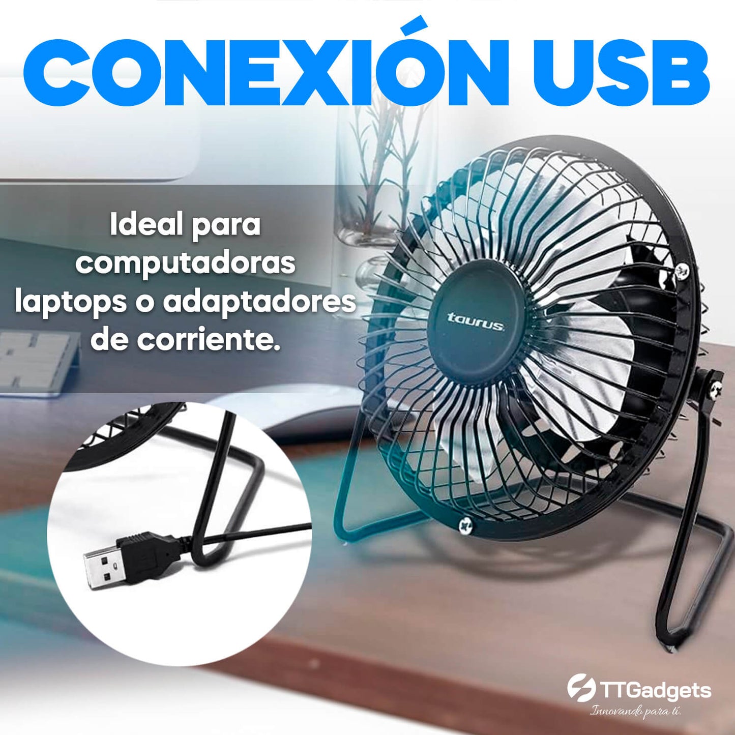 Ventilador Portátil | 4 Pulgadas | Conexión USB Ideal para Oficina y tu hogar