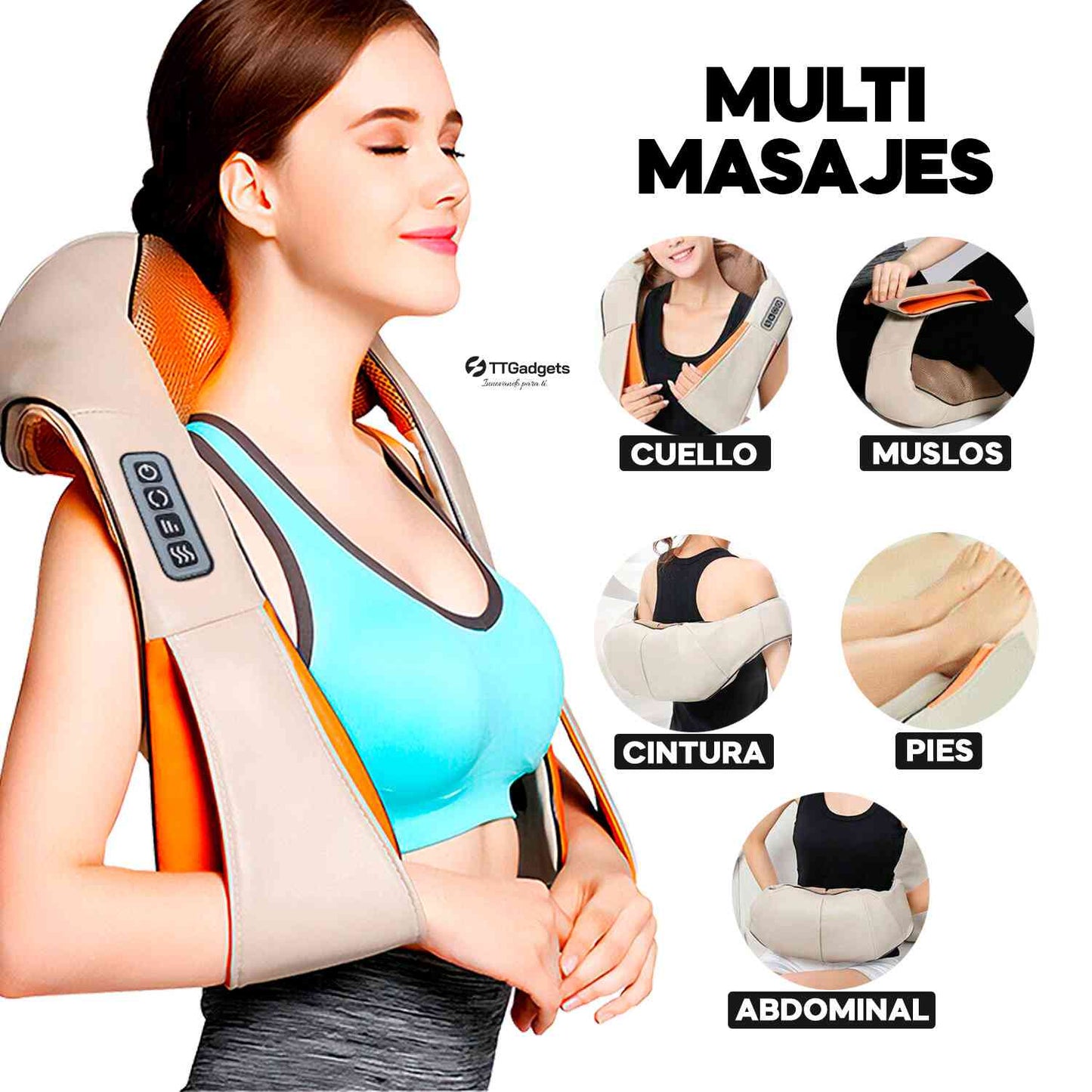 Masajeador Electrico Cuello/Espalda/Hombro/Cintura de Gran potencia y relajación 4 En 1 MasterRelax™