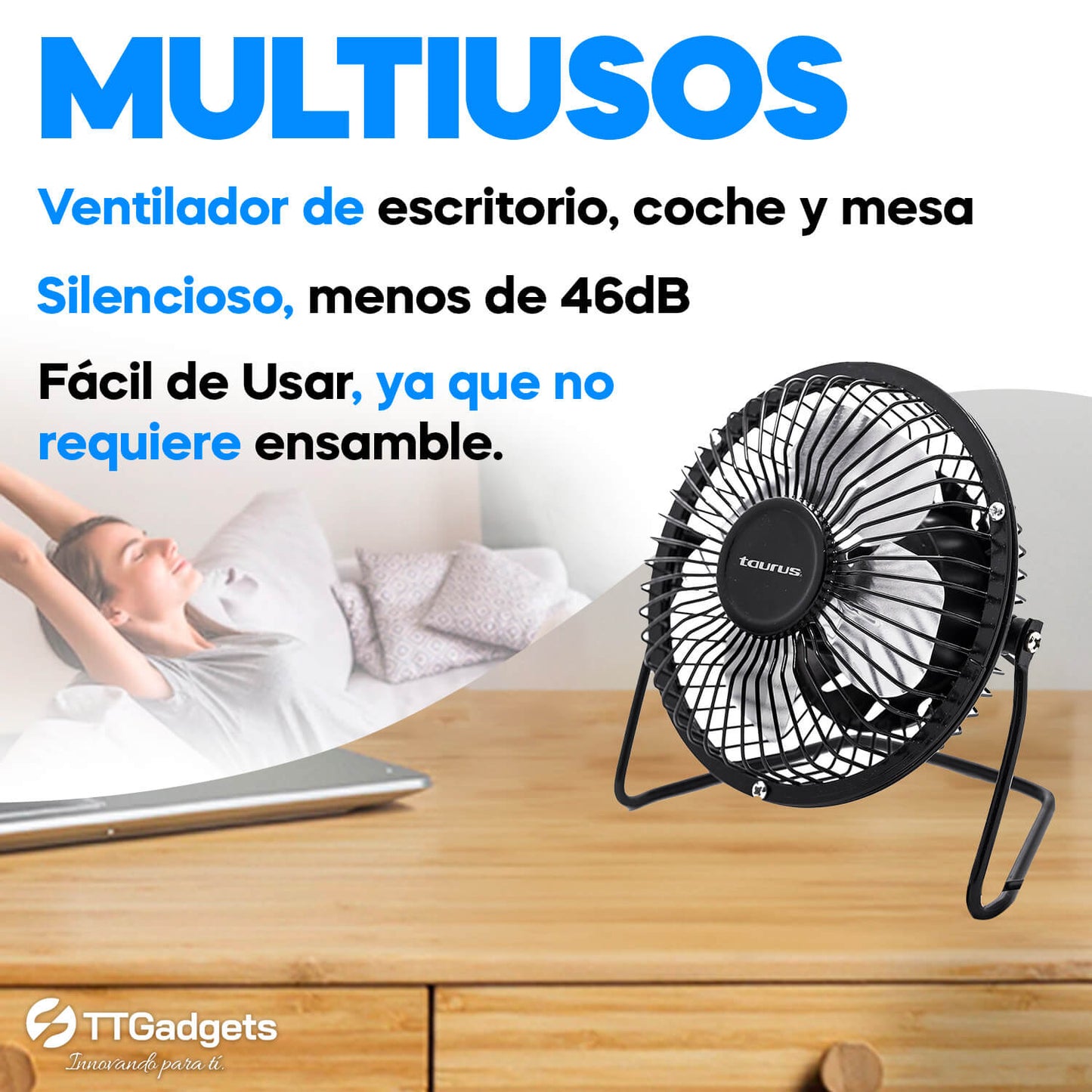 Ventilador Portátil | 4 Pulgadas | Conexión USB Ideal para Oficina y tu hogar