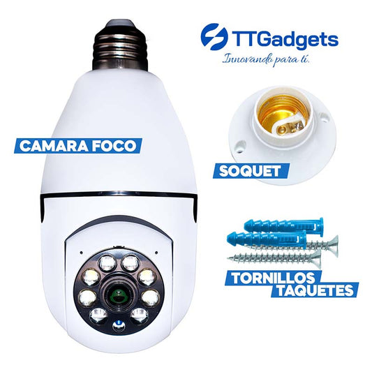 FOCO CAMARA DE SEGURIDAD 360° FULL HD VISION NOCTURNA