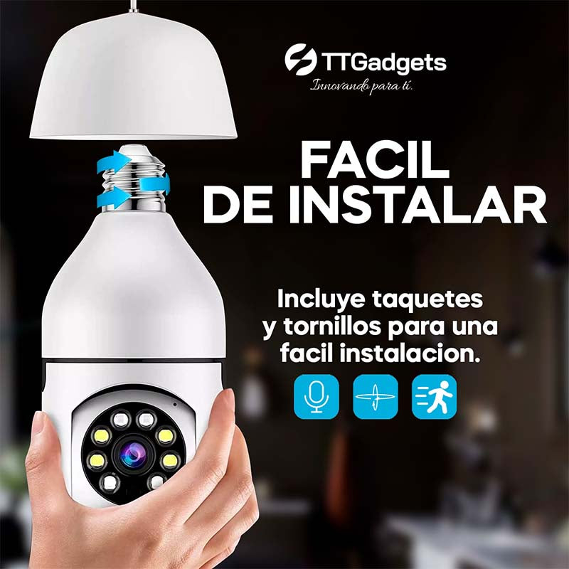 FOCO CAMARA DE SEGURIDAD 360° FULL HD VISION NOCTURNA