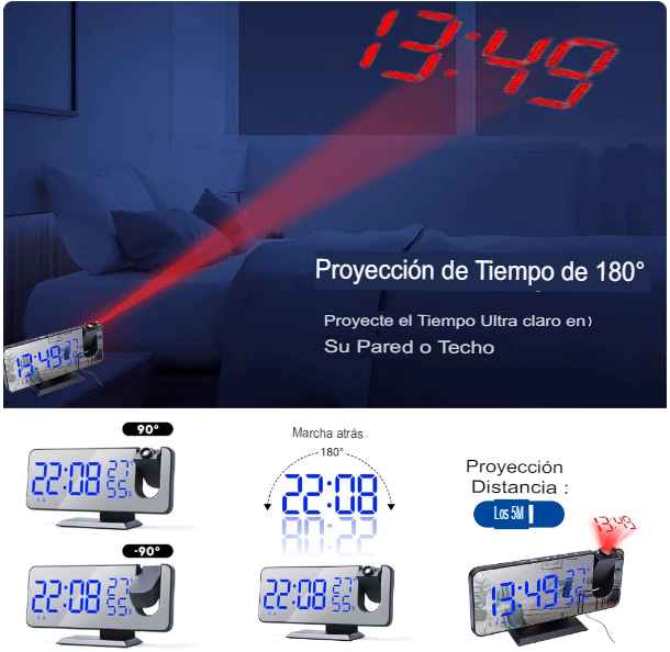 Reloj despertador con proyector Laser MagicTime™