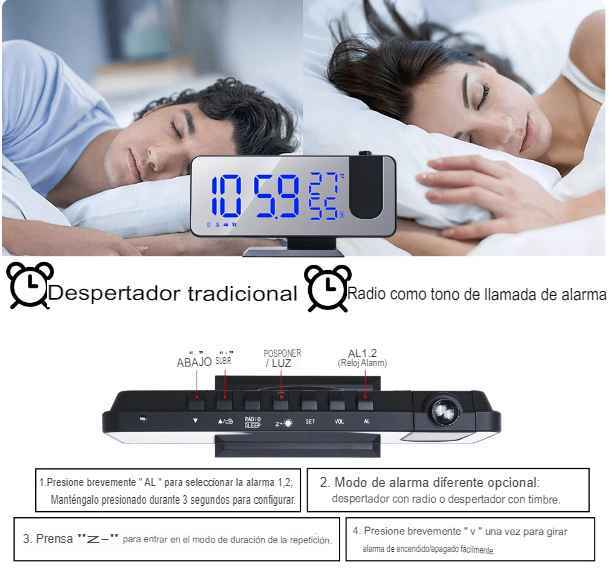 Reloj despertador con proyector Laser MagicTime™