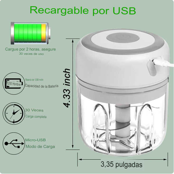 KIT DE 2 MINI PICADOR DE ALIMENTOS USB RECARGABLE DeliciousFood™
