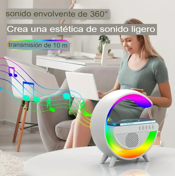 Bocina y Lampara con Cargador inalámbrico de Carga Rápida MagicLight™