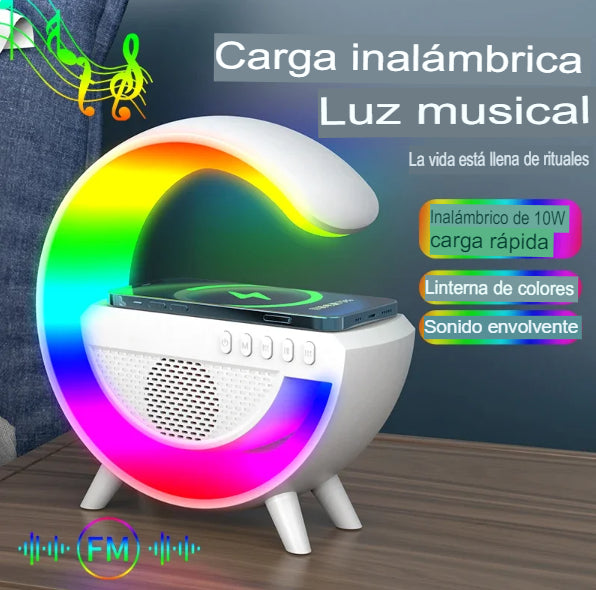 Bocina y Lampara con Cargador inalámbrico de Carga Rápida MagicLight™