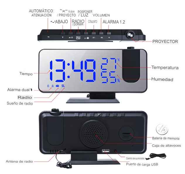 Reloj despertador con proyector Laser MagicTime™