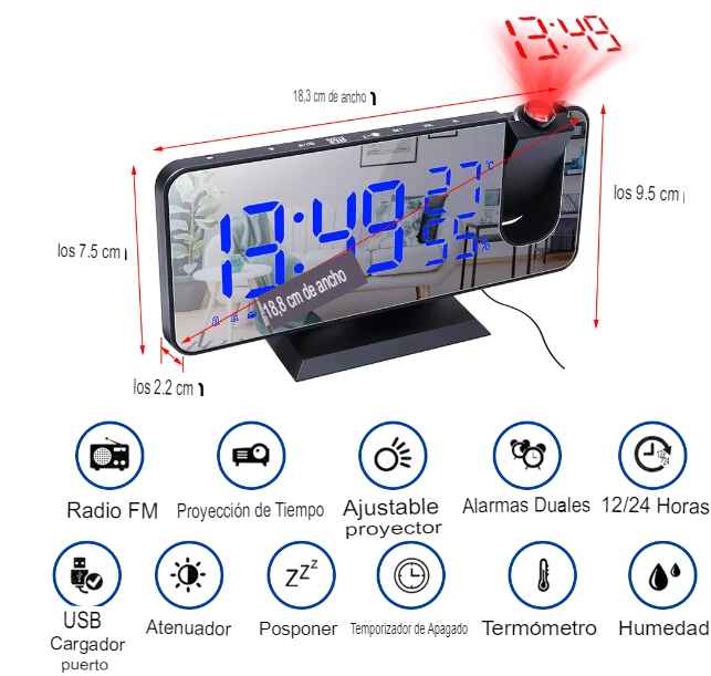Reloj despertador con proyector Laser MagicTime™